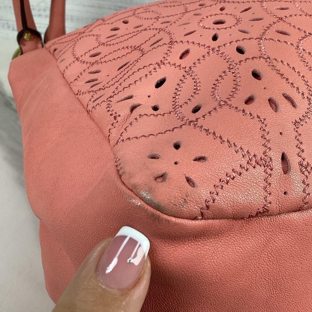 COACH 22485 VINTAGE ASHLEY TOSSED LASER CUT LEATHER SHOULDER BAG PINK CORAL HOB - Picture 14 of 16